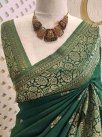 Soft tussar banarasi vein and floral border - Image 22