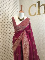 Soft tussar banarasi vein and floral border - Image 17