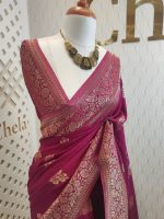 Soft tussar banarasi vein and floral border - Image 13
