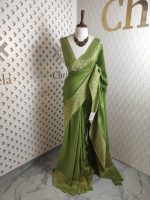 Soft tussar banarasi vein and floral border - Image 21