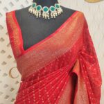 Georgette katan golden polka dots