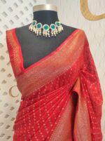 Georgette katan golden polka dots