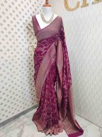 Soft tussar banarasi with vein and blossom tangle - Image 28