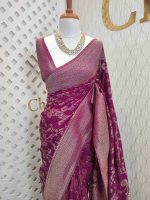 Soft tussar banarasi with vein and blossom tangle - Image 29