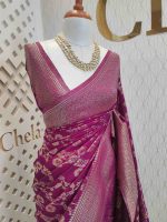 Soft tussar banarasi with vein and blossom tangle - Image 30