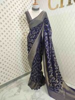 Soft tussar banarasi with vein and blossom tangle - Image 32