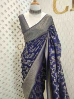 Soft tussar banarasi with vein and blossom tangle - Image 33