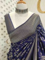 Soft tussar banarasi with vein and blossom tangle - Image 35