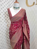 Soft tussar banarasi with vein and blossom tangle - Image 22