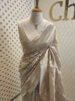 Organza banarasi with big flower butta - Image 5