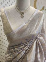 Organza banarasi with big flower butta - Image 8