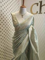 Organza banarasi with 6 petal butta