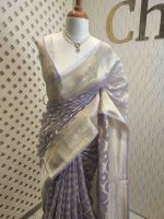 Organza banarasi with curved diamond butta