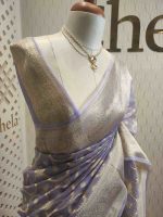Organza banarasi with curved diamond butta - Image 3
