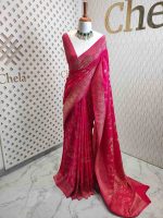Soft tussar banarasi with vertical bend flowers - Image 10