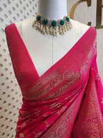 Soft tussar banarasi with vertical bend flowers - Image 11