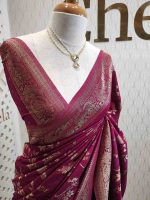 Soft tussar banarasi with vertical bend flowers - Image 9