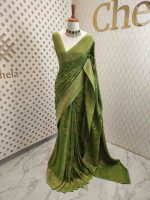 Soft tussar banarasi with vertical bend flowers - Image 16