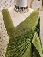 Soft tussar banarasi with vertical bend flowers - Image 15