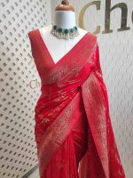 Soft tussar banarasi with vertical bend flowers