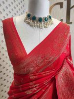 Soft tussar banarasi with vertical bend flowers - Image 3