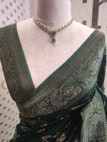 Soft tussar banarasi with vertical bend flowers - Image 20