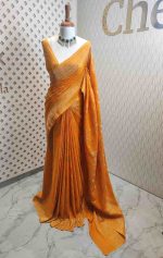 Soft tussar banarasi with vertical bend flowers - Image 29