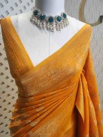 Soft tussar banarasi with vertical bend flowers - Image 30