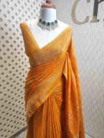 Soft tussar banarasi with vertical bend flowers - Image 32