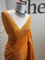Soft tussar banarasi with vertical bend flowers - Image 31