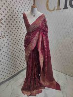 Soft tussar banarasi with vertical bend flowers - Image 25