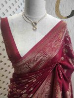 Soft tussar banarasi with vertical bend flowers - Image 24