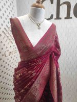 Soft tussar banarasi with vertical bend flowers - Image 22
