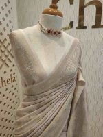Soft tussar banarasi with vertical bend flowers - Image 36