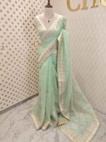 organza with colorful blinda design - green - Image 4