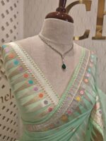 organza with colorful blinda design - green - Image 2