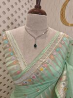 organza with colorful blinda design - green - Image 3
