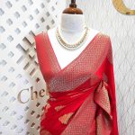 Georgette banarasi with bud shaped butts