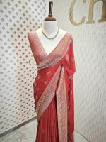 Georgette banarasi with 5 stem plant butta - Image 15