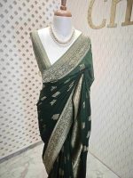 Georgette banarasi with 5 stem plant butta - Image 11