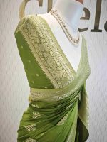Georgette banarasi with 5 stem plant butta - Image 18