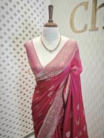 Georgette banarasi with 5 stem plant butta - Image 20
