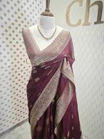 Georgette banarasi with 5 stem plant butta - Image 62