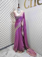 Georgette Banarasi with flower bush border - Image 43