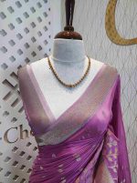 Georgette Banarasi with flower bush border - Image 45