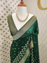 Georgette Banarasi with flower bush border - Image 34