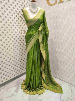 Georgette Banarasi with flower bush border - Image 31