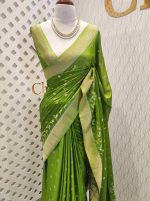 Georgette Banarasi with flower bush border - Image 23