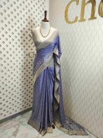 Georgette Banarasi with flower bush border - Image 30