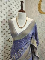 Georgette Banarasi with flower bush border - Image 22